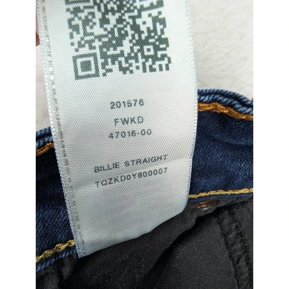 True Religion Billie Mid Rise Straight Jeans Women's 28 Blue Dark‎ Wash Stretch
